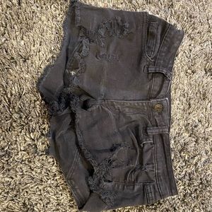 Klique b black ripped jean shorts